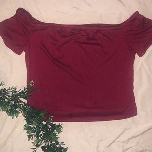 Ribbed off the shoulder crop top